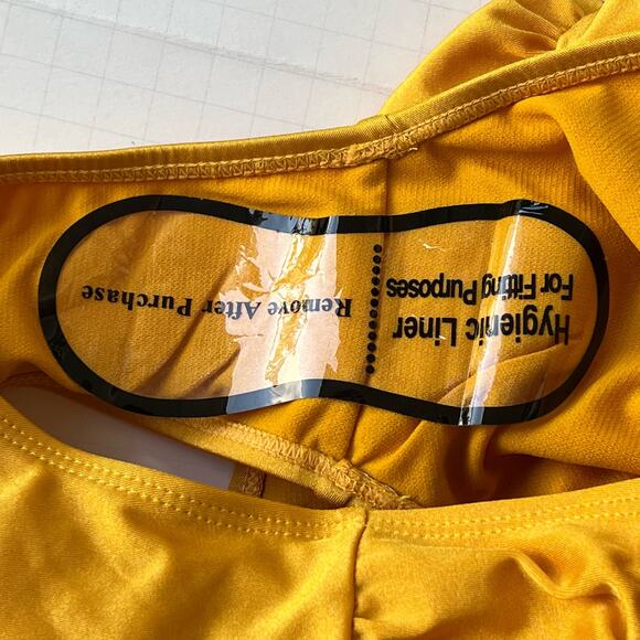 Nicole Miller Women's Swimsuit Size XL Yellow Convertible One Piece Side Ruching - Picture 8 of 11